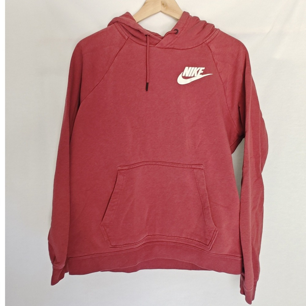 Nike‎ Club Sportswear Red Cotton Blend Pullover Hoodie Sweatshirt M CI1192-661